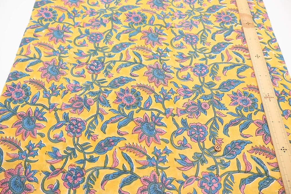 インド製 Cotton Cambric Printed Fabric エスニック アイビーフラワー - nomura tailor