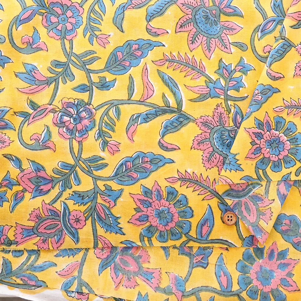 インド製 Cotton Cambric Printed Fabric エスニック アイビーフラワー - nomura tailor