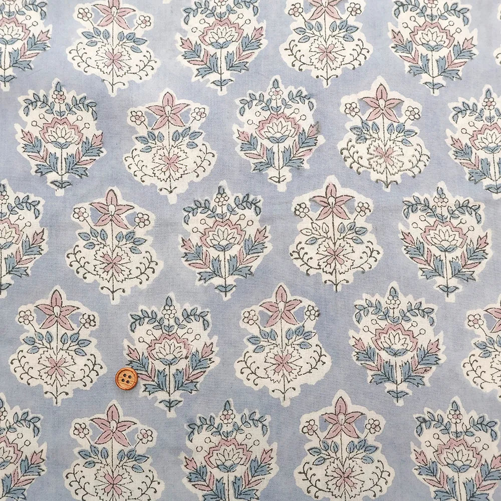 インド製 Cotton Cambric Printed Fabric エスニック モチーフフラワー - nomura tailor