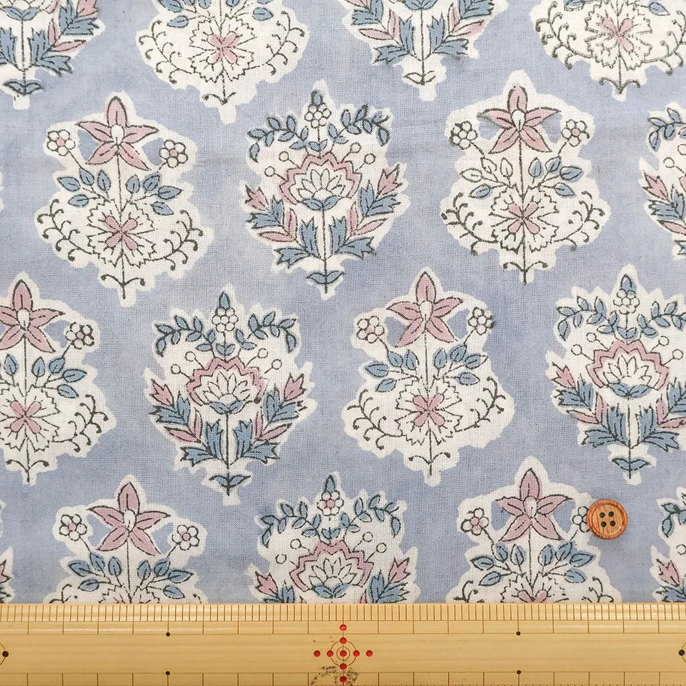 インド製 Cotton Cambric Printed Fabric エスニック モチーフフラワー - nomura tailor