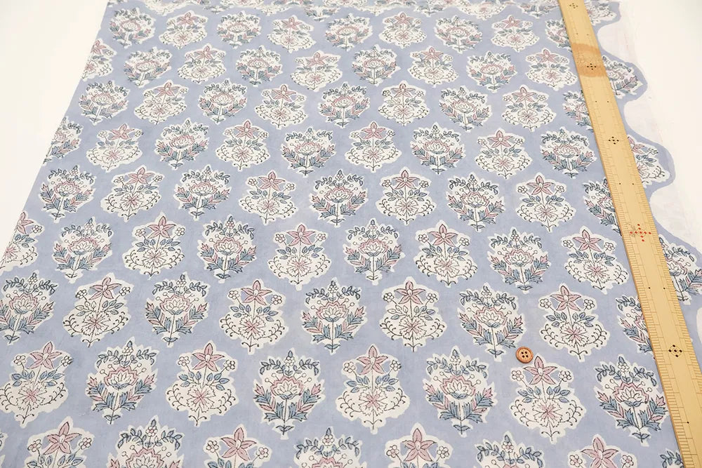 インド製 Cotton Cambric Printed Fabric エスニック モチーフフラワー - nomura tailor