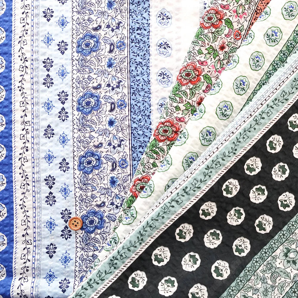 Cotton 80 Lawn Ripple-printed Fabric プロバンスストライプ - nomura tailor