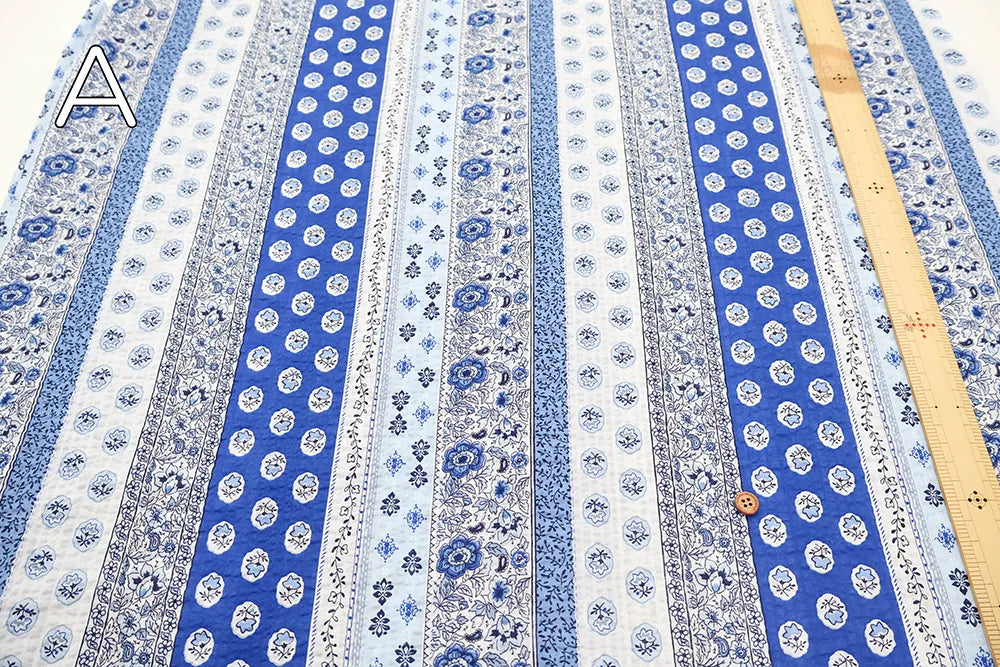Cotton 80 Lawn Ripple-printed Fabric プロバンスストライプ - nomura tailor