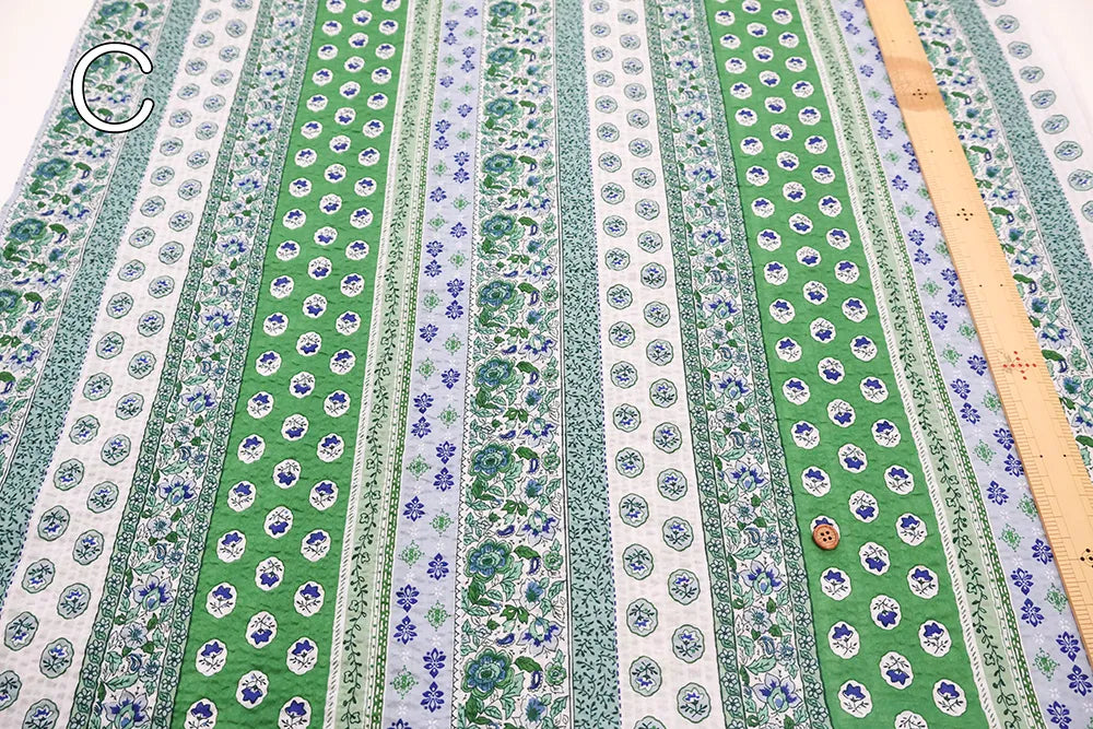 Cotton 80 Lawn Ripple-printed Fabric プロバンスストライプ - nomura tailor