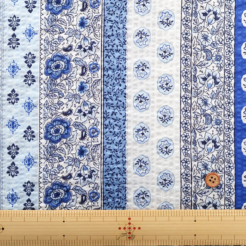Cotton 80 Lawn Ripple-printed Fabric プロバンスストライプ - nomura tailor