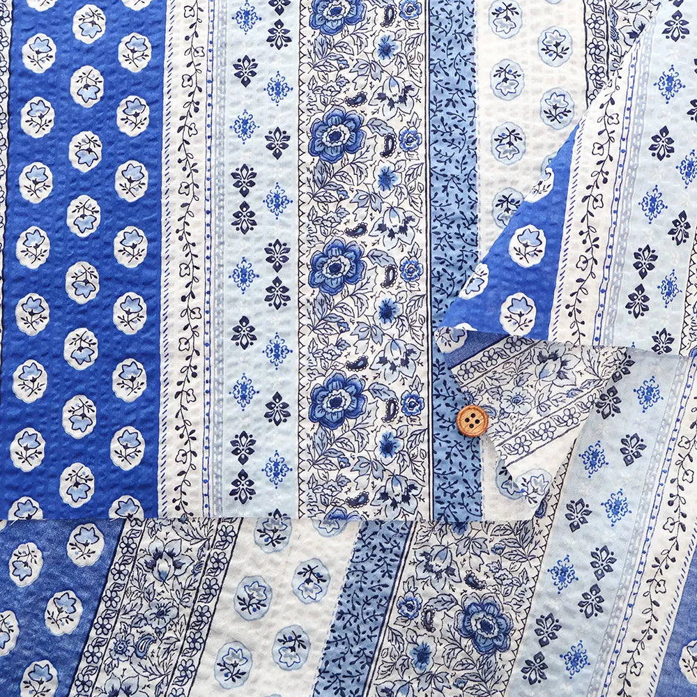Cotton 80 Lawn Ripple-printed Fabric プロバンスストライプ - nomura tailor