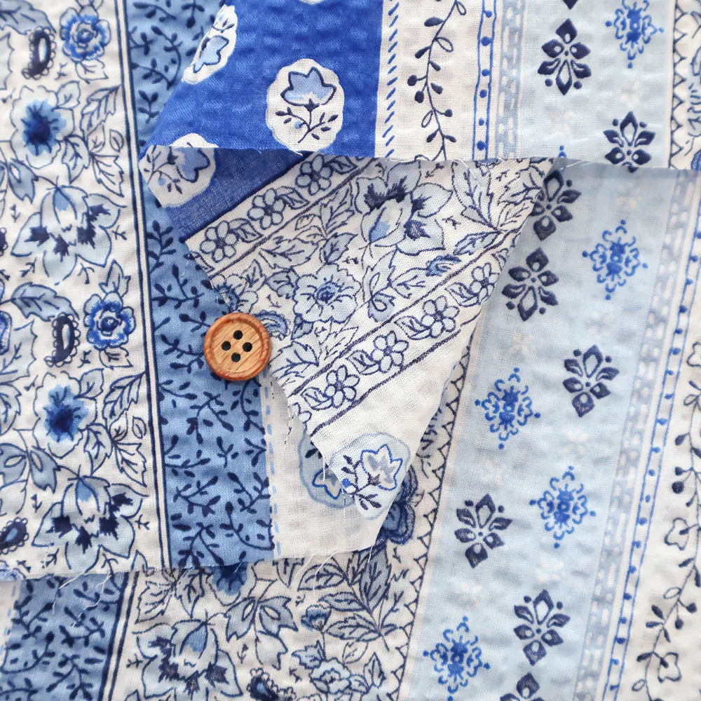Cotton 80 Lawn Ripple-printed Fabric プロバンスストライプ - nomura tailor