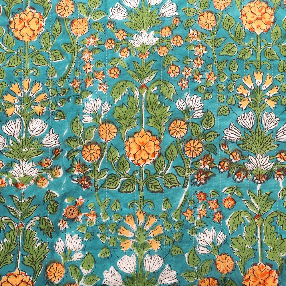 Made in India Cotton Cambric Printed Quilt Fabric - Ethnic Wildflowers - nomura tailor