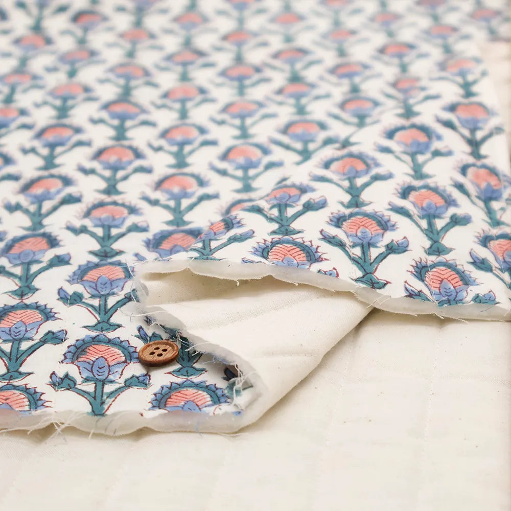 Made in India Cotton Cambric Printed Quilt Fabric - Ethnic Mini Flowers - nomura tailor