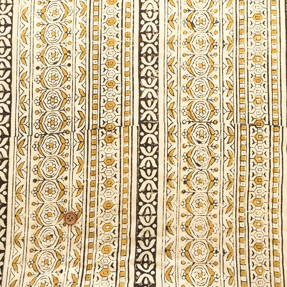 Made in India Cotton Cambric Printed Quilt Fabric - Ethnic Stripe - nomura tailor