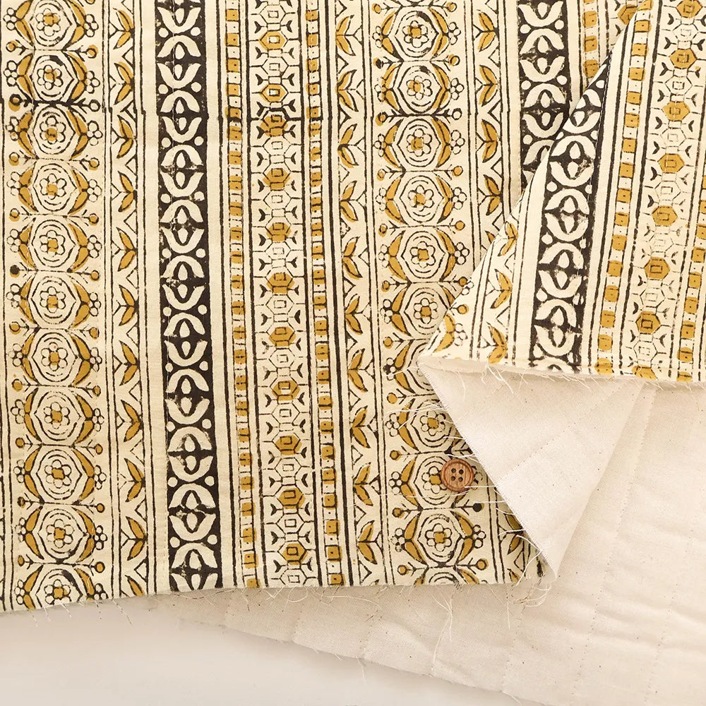 Made in India Cotton Cambric Printed Quilt Fabric - Ethnic Stripe - nomura tailor