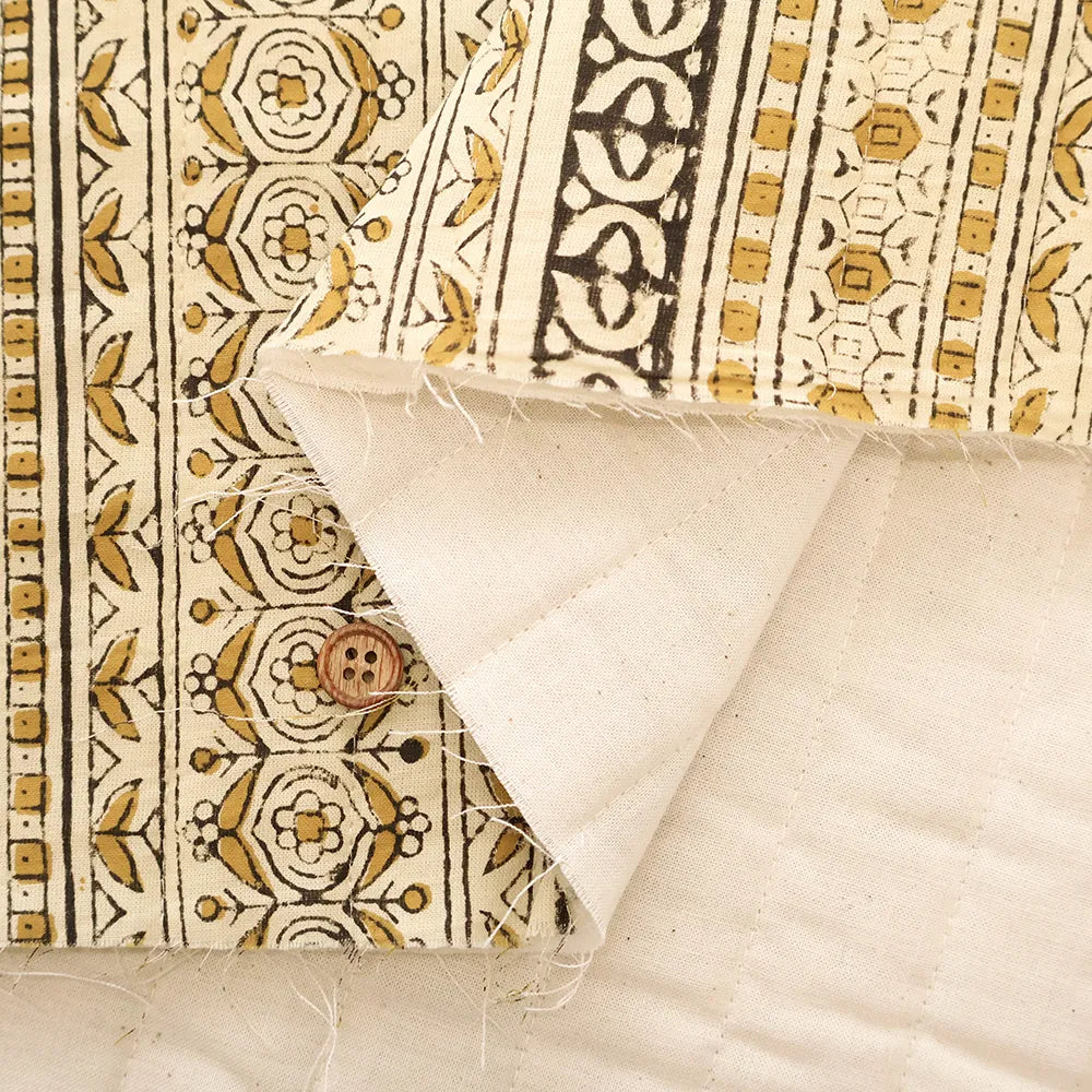 Made in India Cotton Cambric Printed Quilt Fabric - Ethnic Stripe - nomura tailor