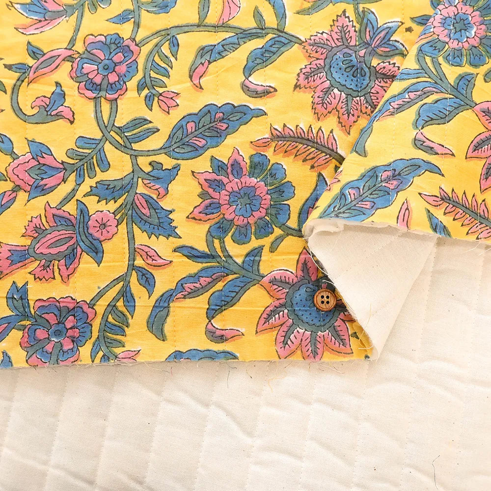Made in India Cotton Cambric Printed Quilt Fabric - Ethnic Ivy Flower - nomura tailor