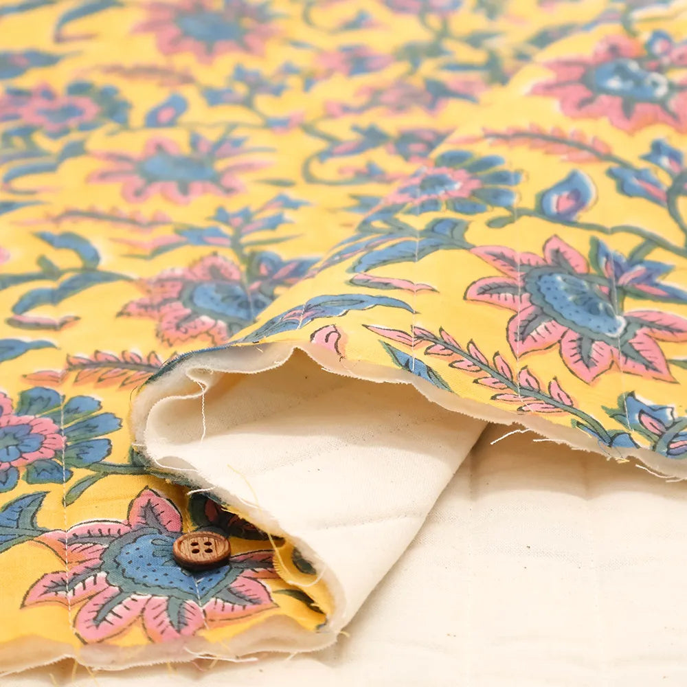Made in India Cotton Cambric Printed Quilt Fabric - Ethnic Ivy Flower - nomura tailor