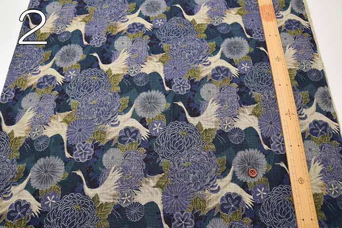 Cotton Mura Yarn Cross Printed Fabric Manyo Cloth Chrysanthemum Crane - nomura tailor