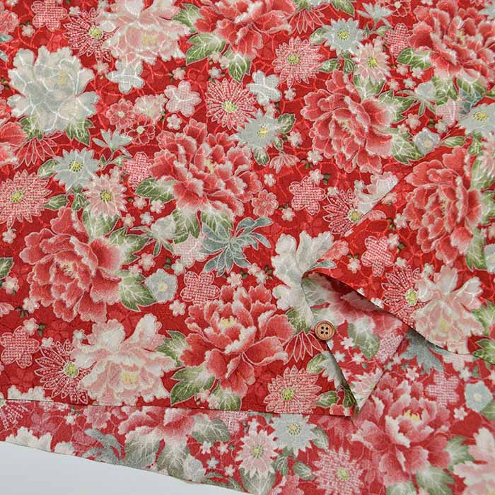 Polyester Tirimen Jacquard printed fabric Peony - nomura tailor