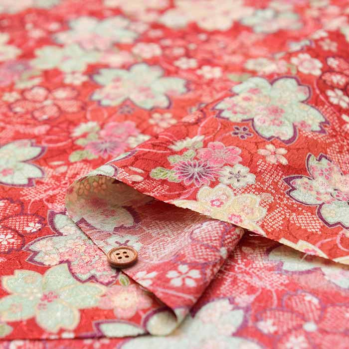 Polyester Tirimen Jacquard printed fabric Sakura - nomura tailor