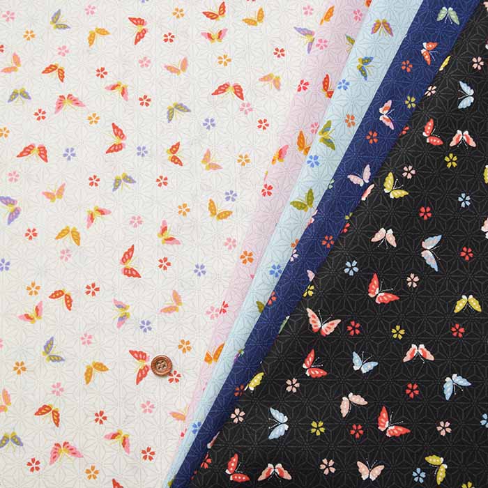 Cotton Sheeting Print Fabric Old Gurashi Butterfly - nomura tailor