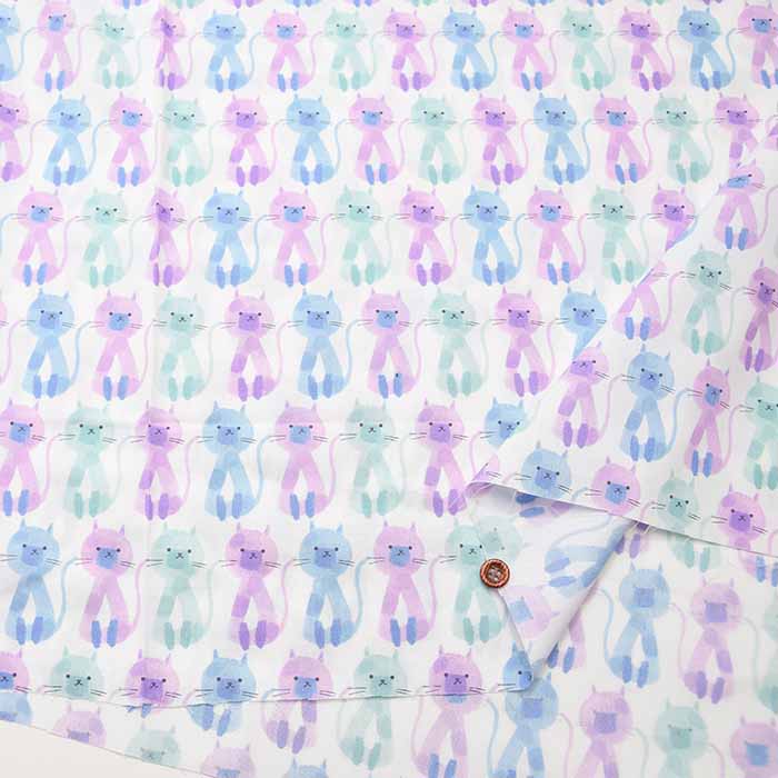 Cotton broadcloth print fabric Cat - nomura tailor