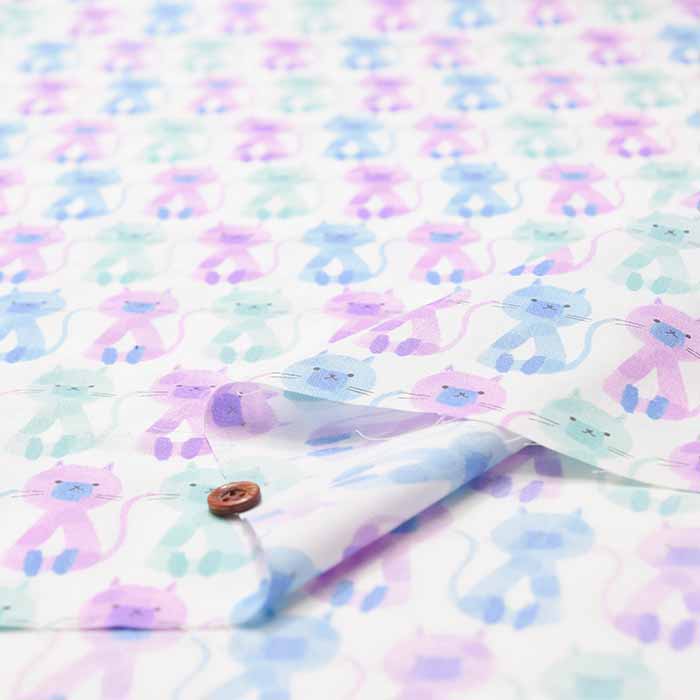 Cotton broadcloth print fabric Cat - nomura tailor