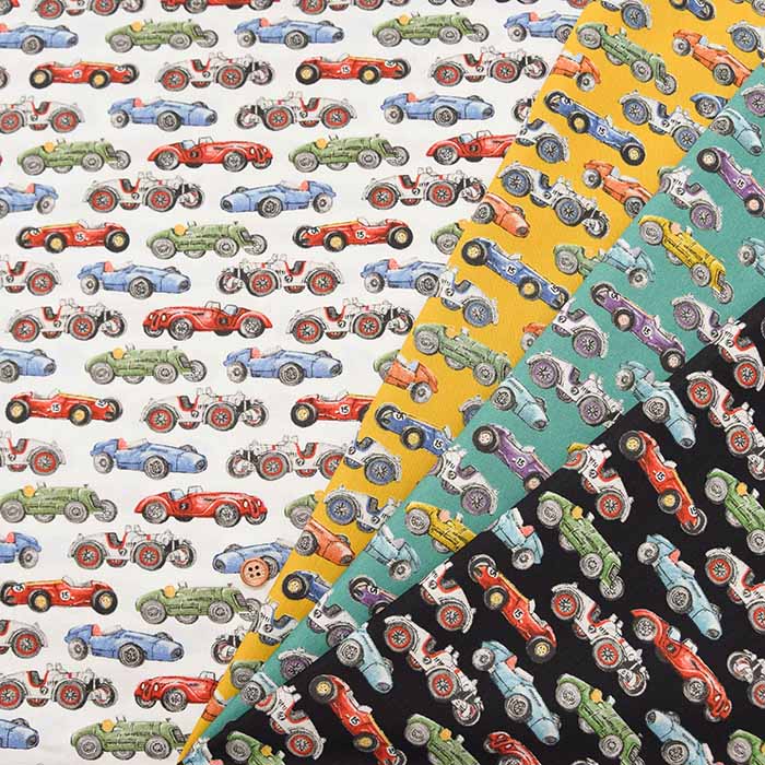 Cotton broadcloth printed fabric Racing car - nomura tailor