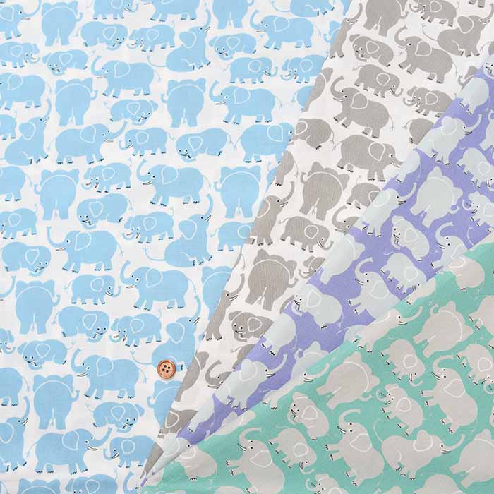 Cotton broadcloth printed fabric Elephant - nomura tailor