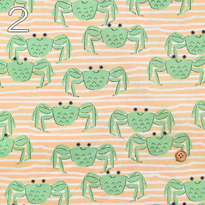 Cotton broadcloth printed fabric Crab Crab Club - nomura tailor