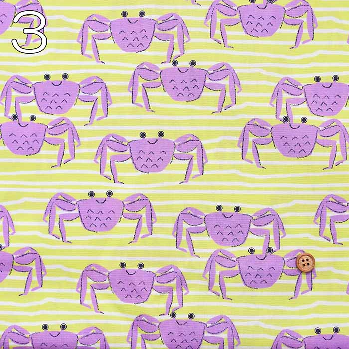 Cotton broadcloth printed fabric Crab Crab Club - nomura tailor