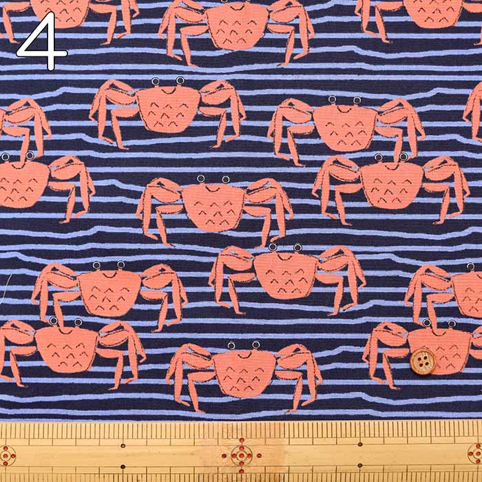 Cotton broadcloth printed fabric Crab Crab Club - nomura tailor