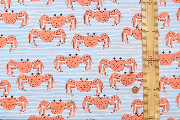 Cotton broadcloth printed fabric Crab Crab Club - nomura tailor