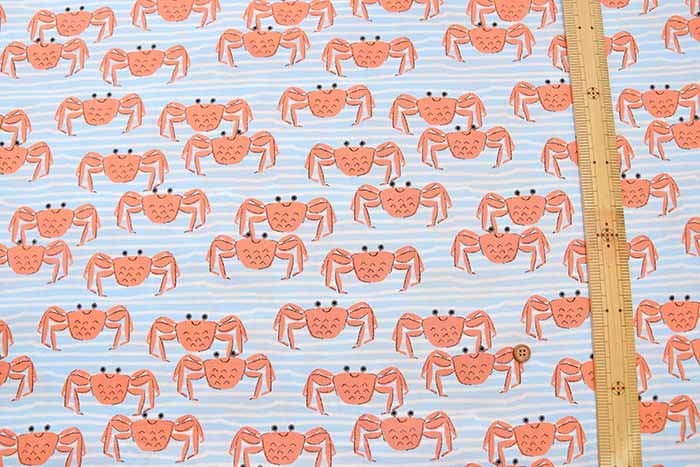 Cotton broadcloth printed fabric Crab Crab Club - nomura tailor