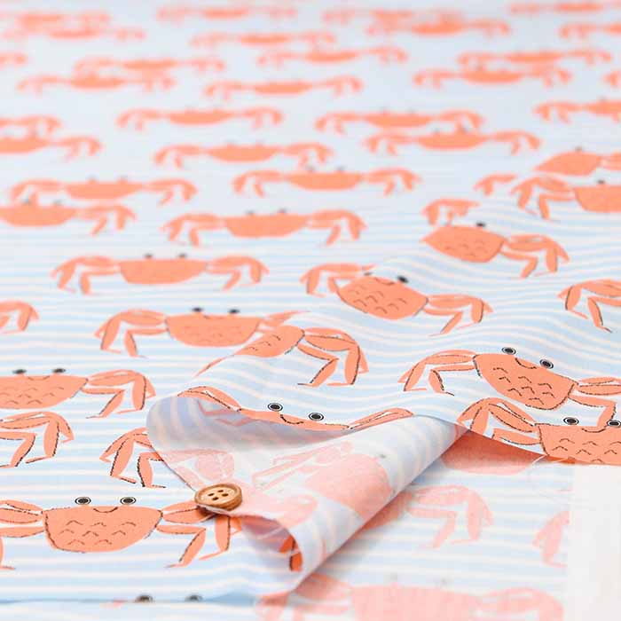 Cotton broadcloth printed fabric Crab Crab Club - nomura tailor