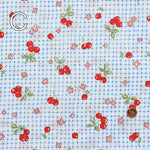 happy message 30's cotton scape print fabric check & cherry - nomura tailor