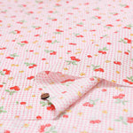 happy message 30's cotton scape print fabric check & cherry - nomura tailor