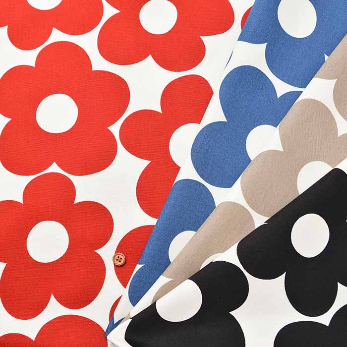 Cotton Ox Printed Fabric Big Flower - nomura tailor