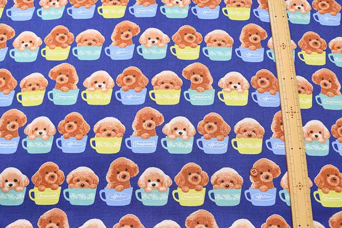 Cotton Ox Printed Fabric Teacup Poodle - nomura tailor