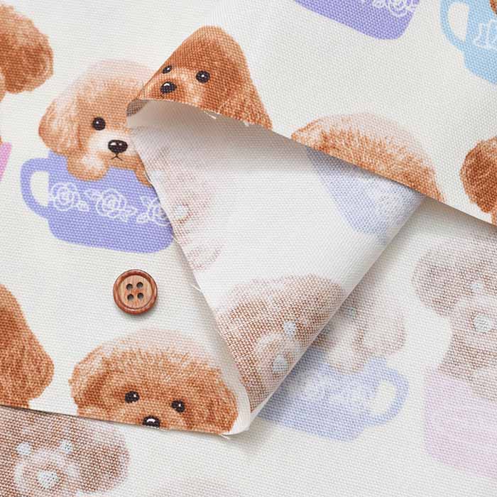 Cotton Ox Printed Fabric Teacup Poodle - nomura tailor