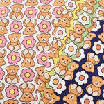 Cotton oxford printed fabric Bear Flower - nomura tailor