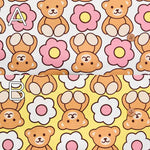 Cotton oxford printed fabric Bear Flower - nomura tailor