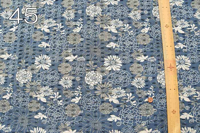 Cotton Ripple Printed Fabric Japanese Style Flower - nomura tailor