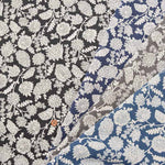 Cotton Takashima-Chijimi printed fabric Leaf - nomura tailor