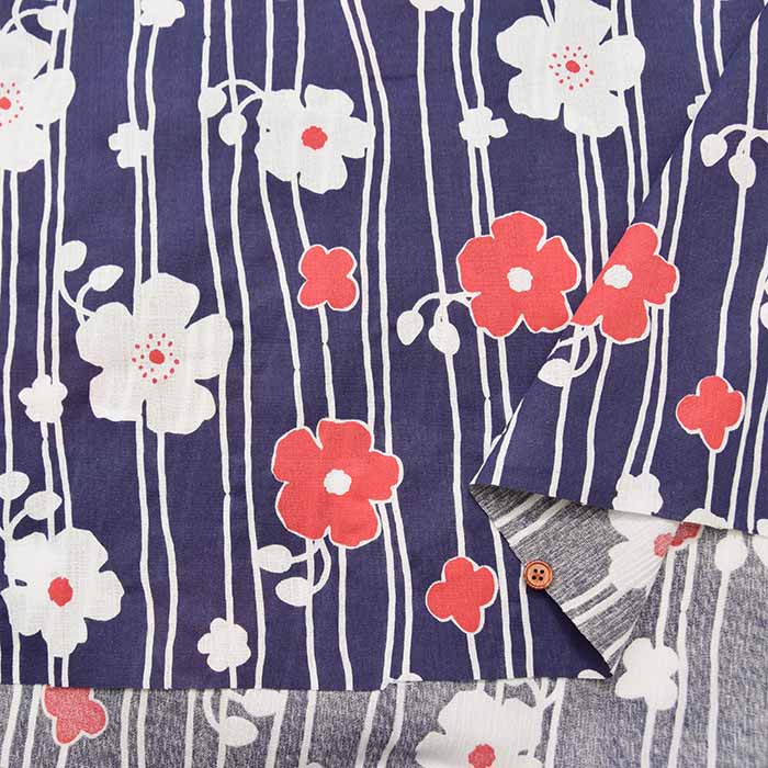 Cotton Takashima-Chichimi printed fabric Flower - nomura tailor