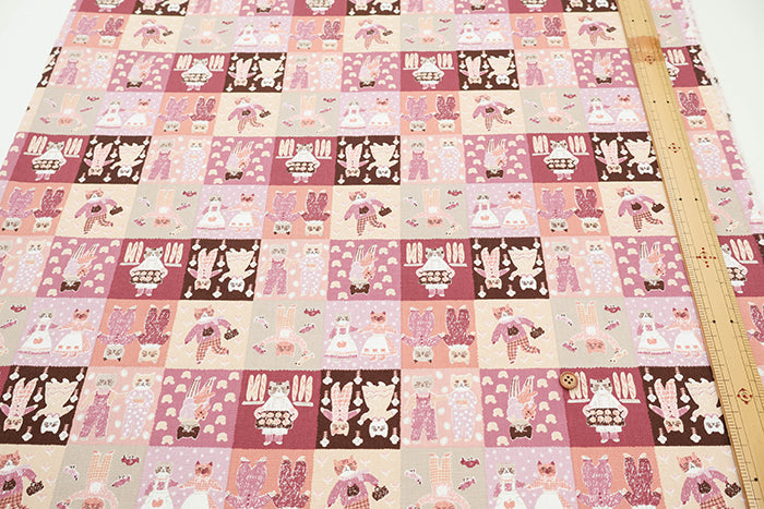 Cotton Oxford Fabric - Patchwork Cat - nomura tailor
