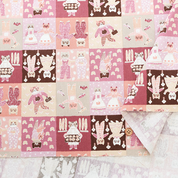 Cotton Oxford Fabric - Patchwork Cat - nomura tailor