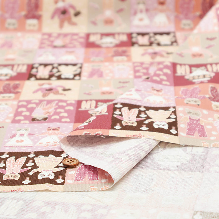 Cotton Oxford Fabric - Patchwork Cat - nomura tailor