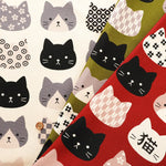 Cotton Oxford Printed Fabric ネコ - nomura tailor