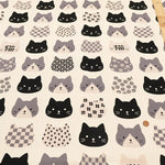 Cotton Oxford Printed Fabric ネコ - nomura tailor