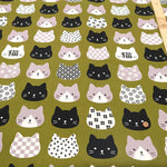 Cotton Oxford Printed Fabric ネコ - nomura tailor