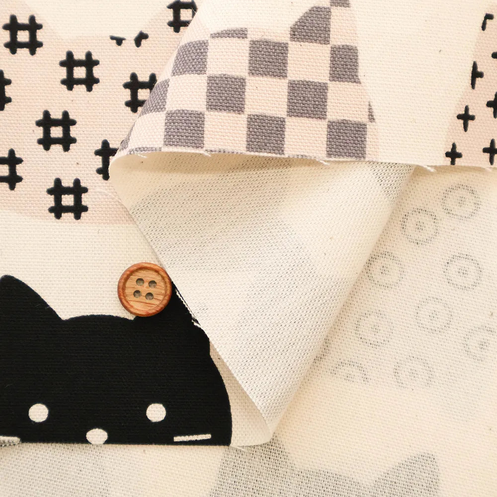 Cotton Oxford Printed Fabric ネコ - nomura tailor