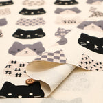 Cotton Oxford Printed Fabric ネコ - nomura tailor